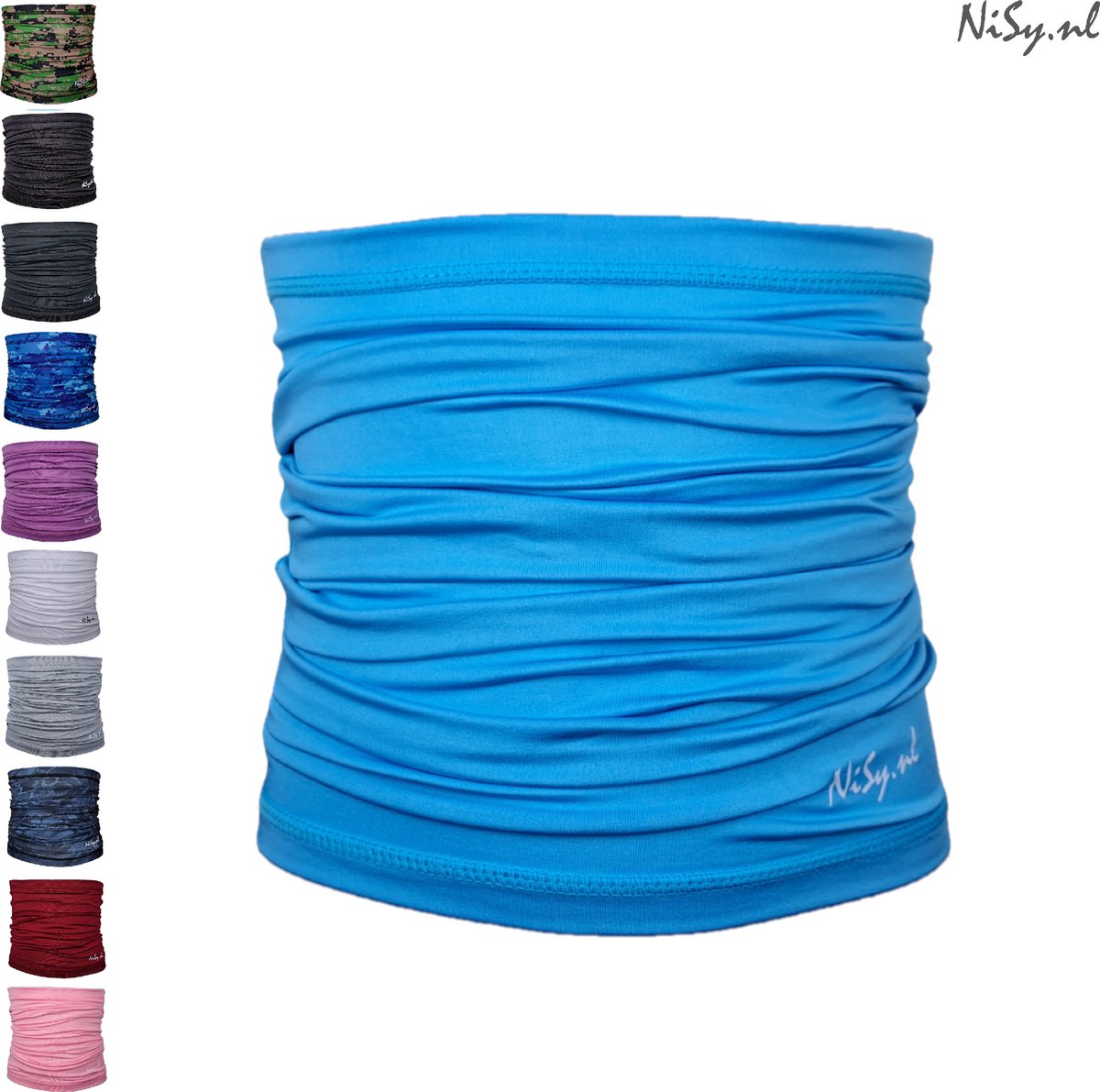 NiSy.nl Multifunctionele Nekwarmer | Sjaal | Bandana | Sporten | Unisex | One Size | Blauw