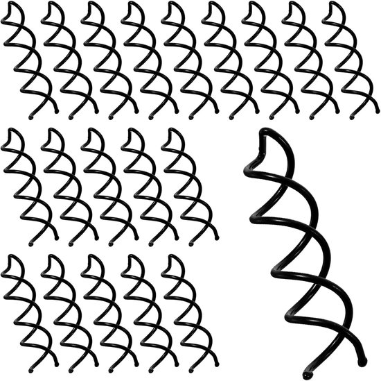 20 épingles à cheveux spirales - 5 x 1,3 cm - Spirale rotative pour chignons et chignons - Anti-rayures et accessoire de mode - Convient aux Filles et aux femmes - Zwart