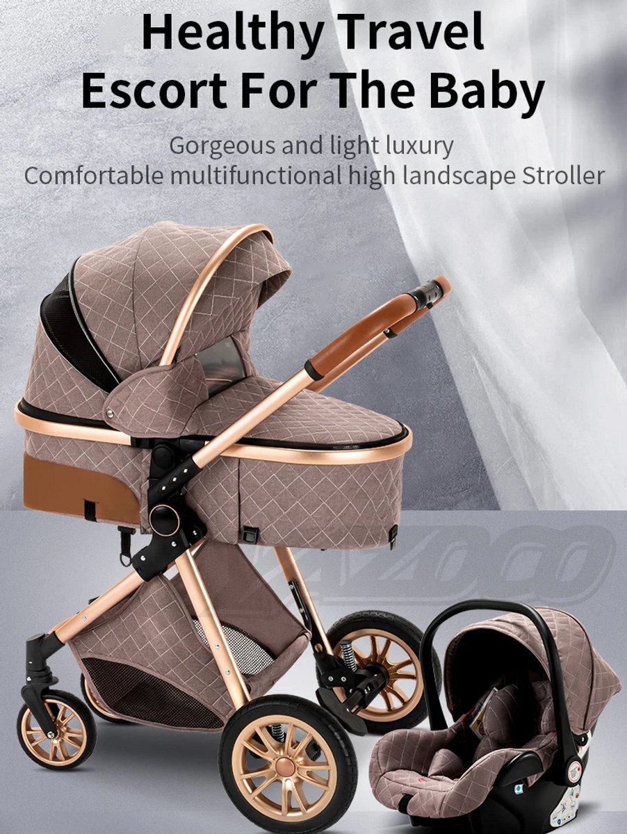 Shaelyss 3-in-1 Kinderwagen Buggy + Autostoel Khaki thumbnail 5