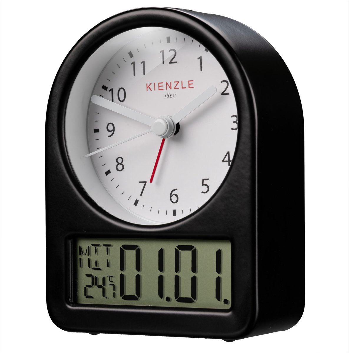Kienzle Wekker - Retro - Met Datum en Temperatuur - Analoog - Zwart