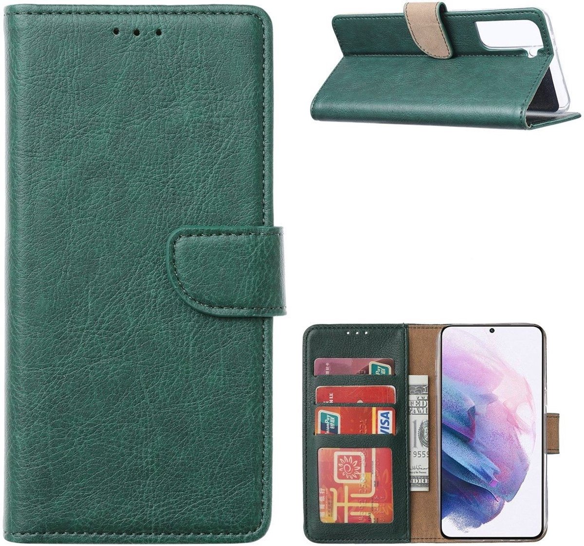 Cityhoesje – Geschikt voor – Samsung S24 Plus/S25 Plus – Pasjeshouder – Groen