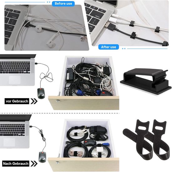 MYMIND® Kabelhouder, zelfklevend, 3M lijm, 50 stuks, voor binnen en buiten, kabelclips voor kabelbeheer, kabelklemmen en kabelorganizer op bureau, kabelbevestiging, lichtketting (transparant