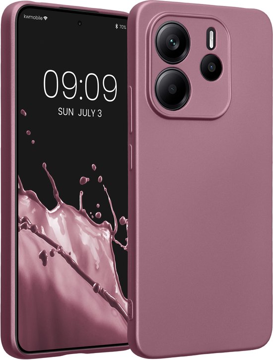 Hoes voor Xiaomi Redmi A3 telefoonhoes voor Redmi A3, glitter, paars, vlinder met ketting, TPU, dun, bumper, krasbestendig, transparant, schokbestendig, telefoonhoes met koord