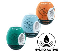 Satisfyer Masturbator Egg, verschillende structuren, hydro-actief TPE, geen glijmiddel nodig, voor eenmalig gebruik