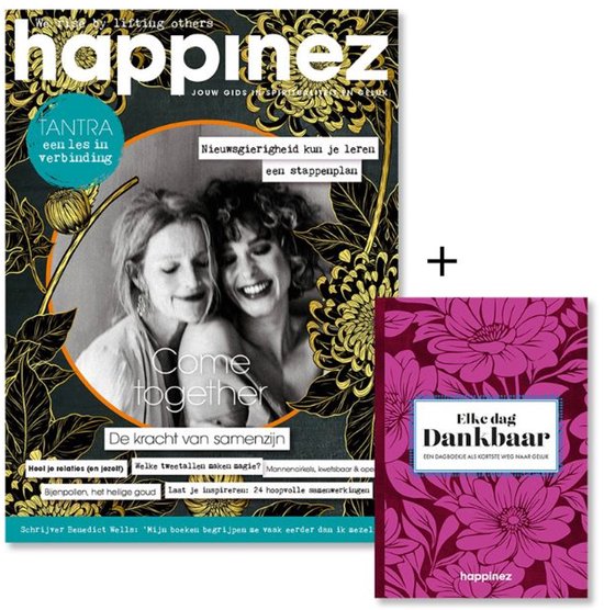 Happinez 8-2025 met dankbaarheidsdagboekje