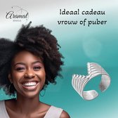 Aramat Jewels | Ringen | Stalen Verstelbare Open Ring - V-Shape & Dots - One Size | Zilverkleur | |12mm | Staal | Volwassenen | Verkleurd niet