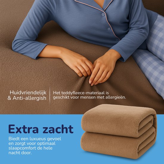 Hoeslaken polaire Decoware® Teddy - Vison - 160 x 200 cm - Extra chaud et doux - Pour Matelas jusqu'à 30 cm