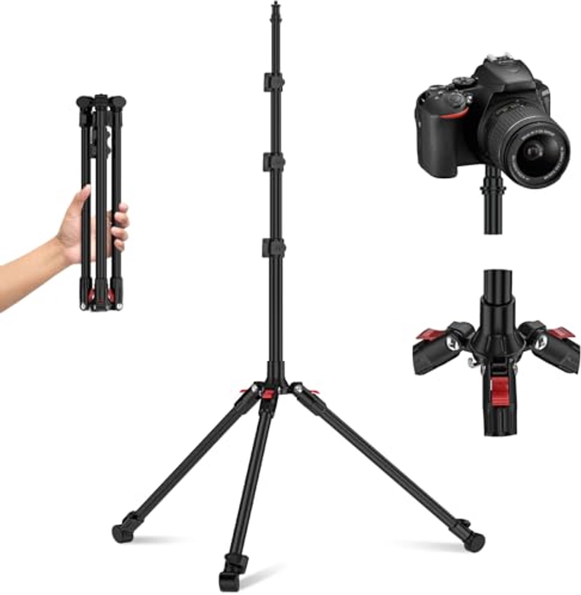 Verlengbaar Lichtstatief voor Fotografie - 2m Reisttripod voor Studio Verlichting