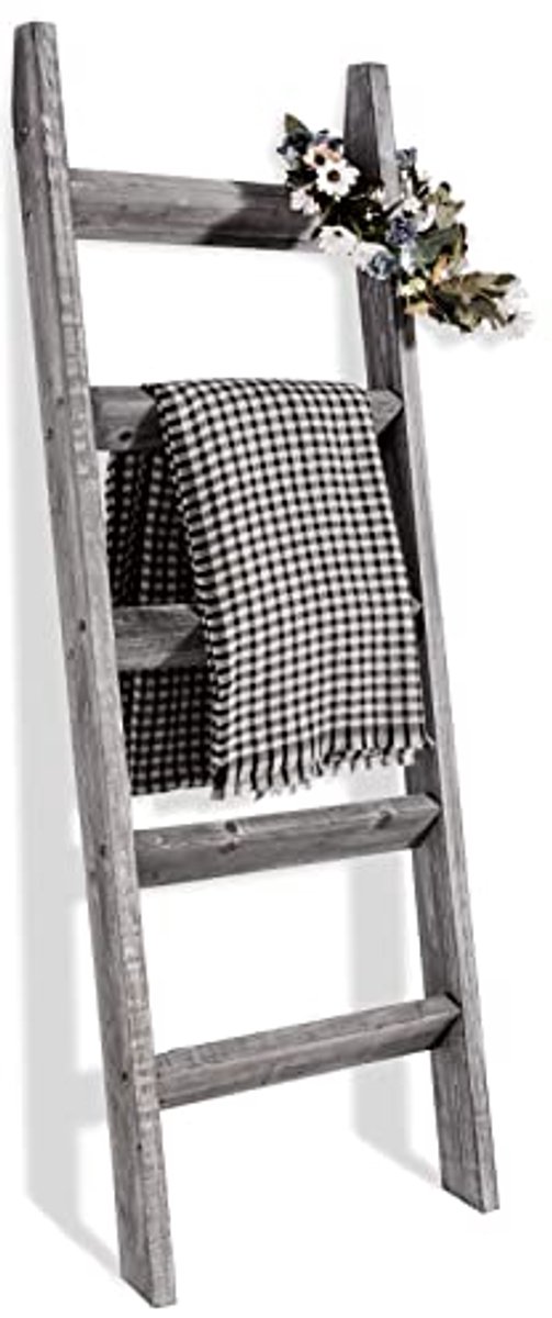 Houten Decoratieve Wandladder 5 Ft voor Beddengoed, Handdoeken en Decoratie