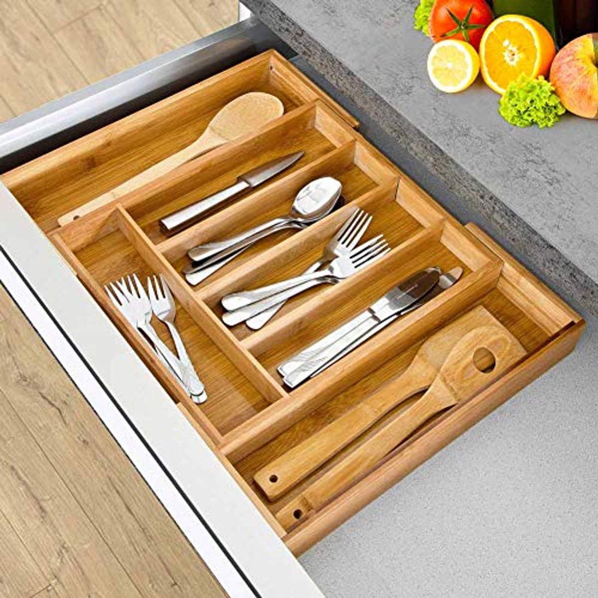 Bestendige Bamboo Lade Organizer voor Bestek