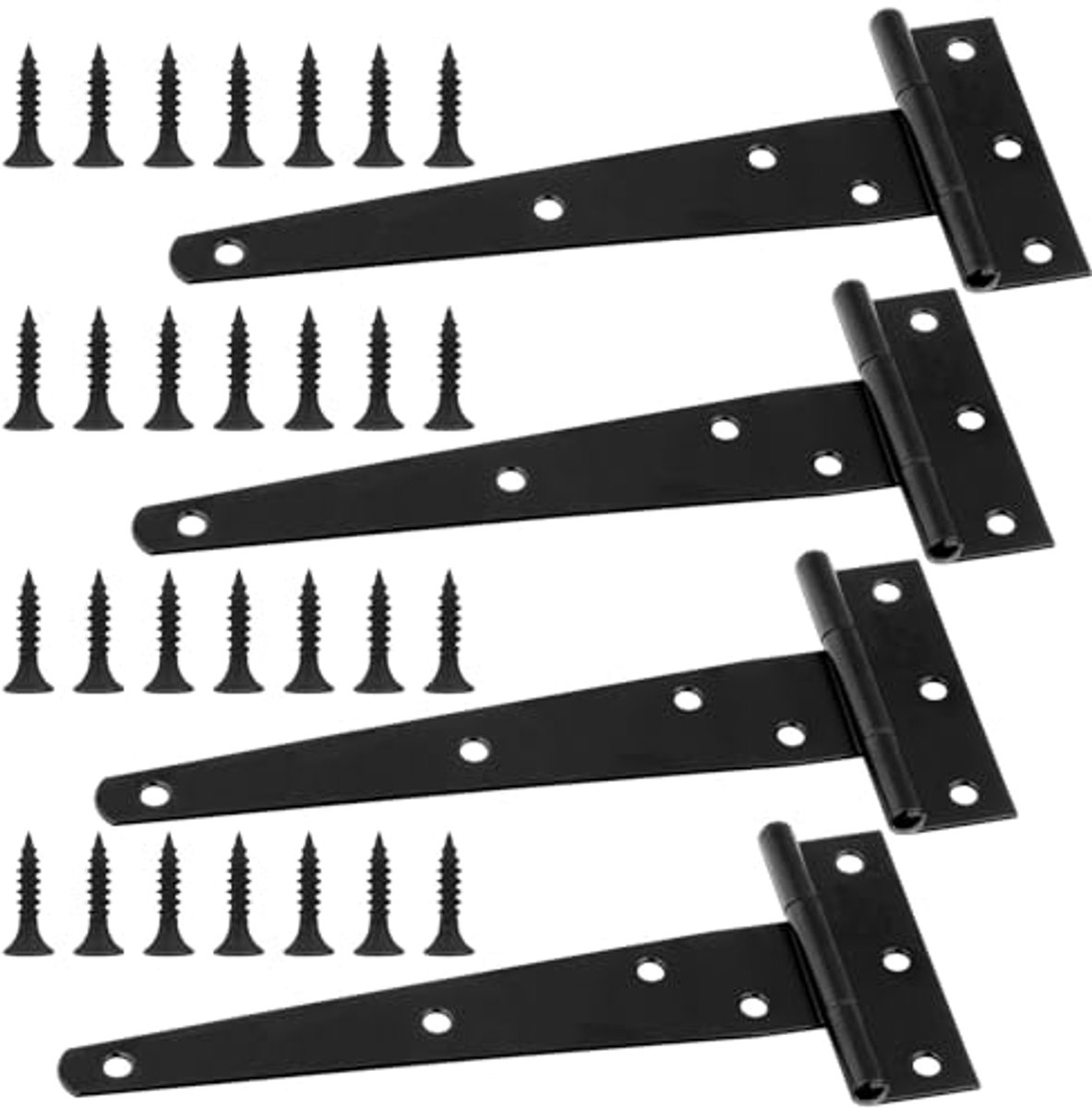 T-Strap Scharnieren 6 Inch voor Tuinpoorten, Schuurdeuren, en Ramen – 4 Stuks met Schroeven