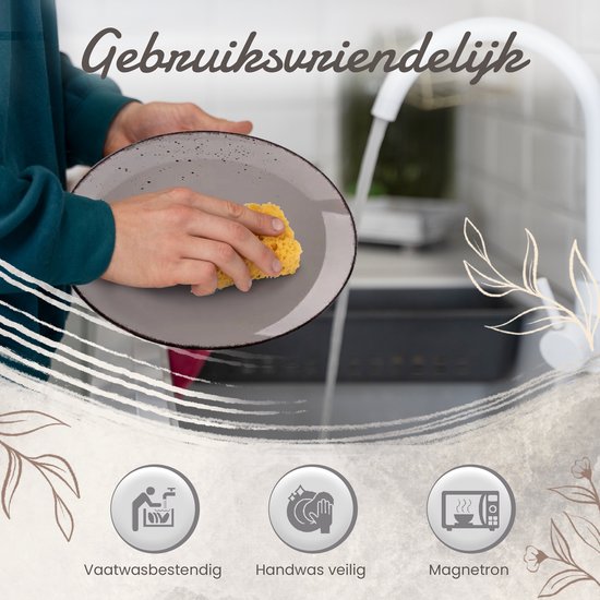 Service de table de Luxe LBB – 32 pièces – 8 personnes – Porcelaine – Service d'assiettes – Assiettes plates – Assiettes à dessert – Bols – Mugs – Bols – Multicolore