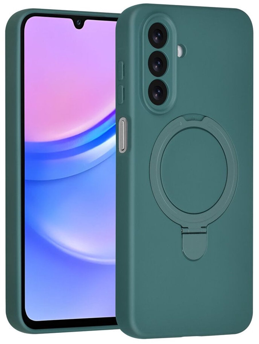 Telefoonhoesje geschikt voor Samsung Galaxy A17 / A26 - Magnetische Backcover met Ringstand - Geschikt voor MagSafe-accessoires - FuturiQ - Pine Green