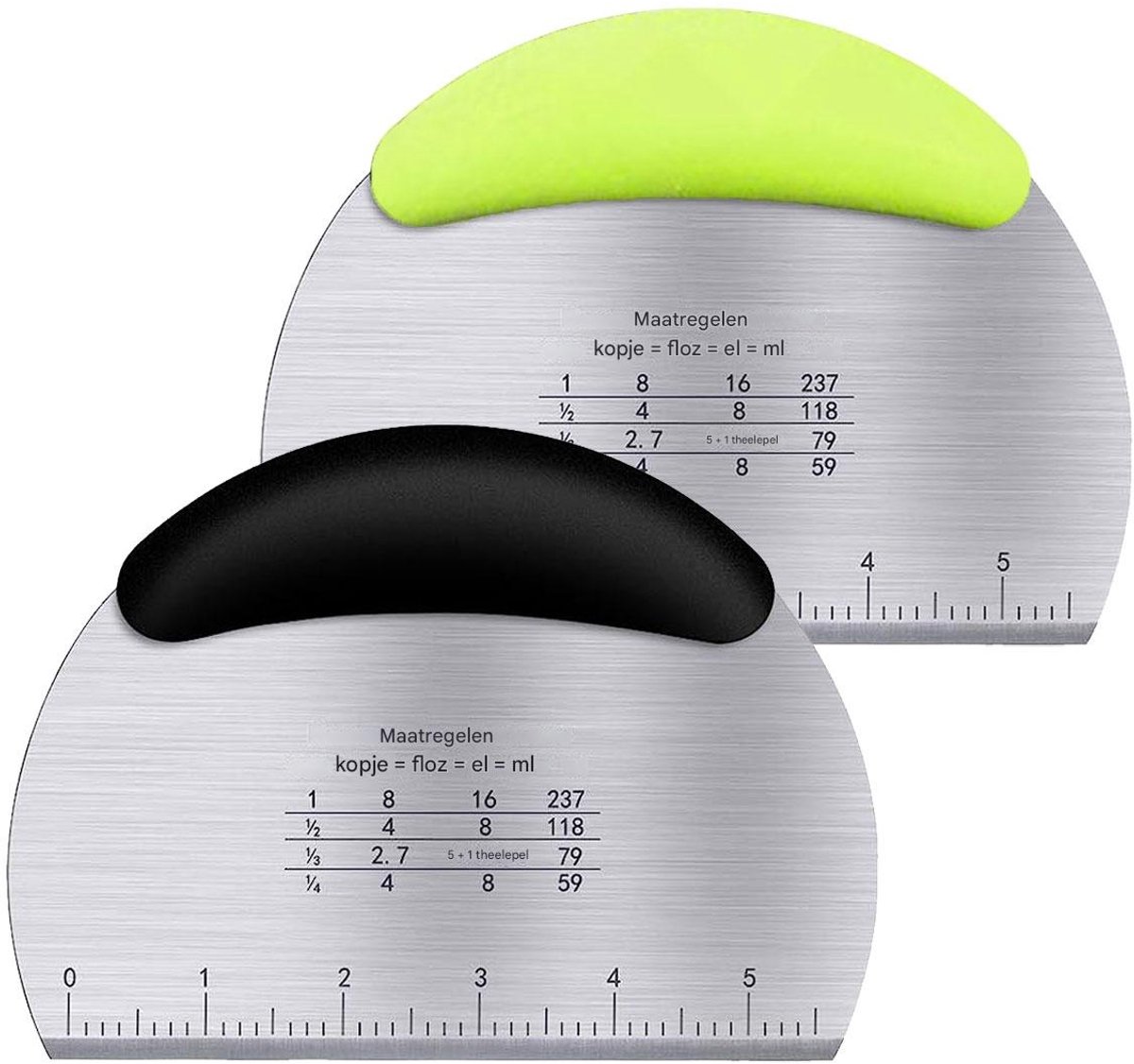 EXCITAT Deegsnijder - Schraper van roestvrij staal - Multifunctioneel keukengereedschap - met antislip rubberen handvat - voor brooddeeg, cakes, fondant en chocolade - 2 stuks