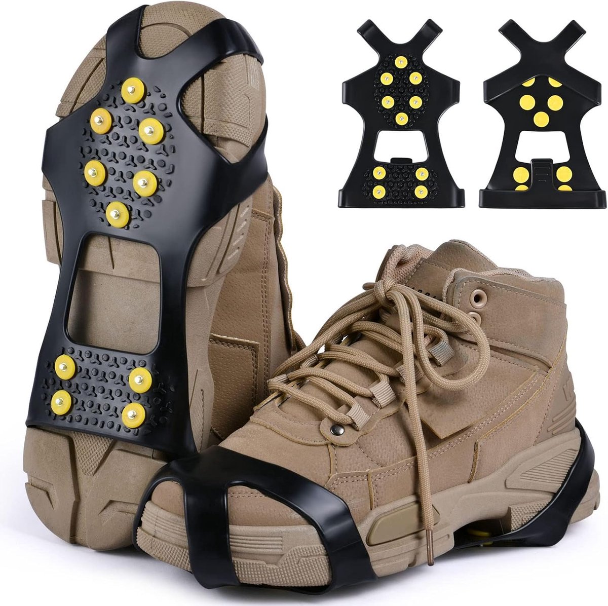 Sander Shop Klimijzer antislip schoenklauw met roestvrijstalen spikes voor bergschoenen en schoenen voor wandelen sneeuw ijs winter outdoor trekking Zwart