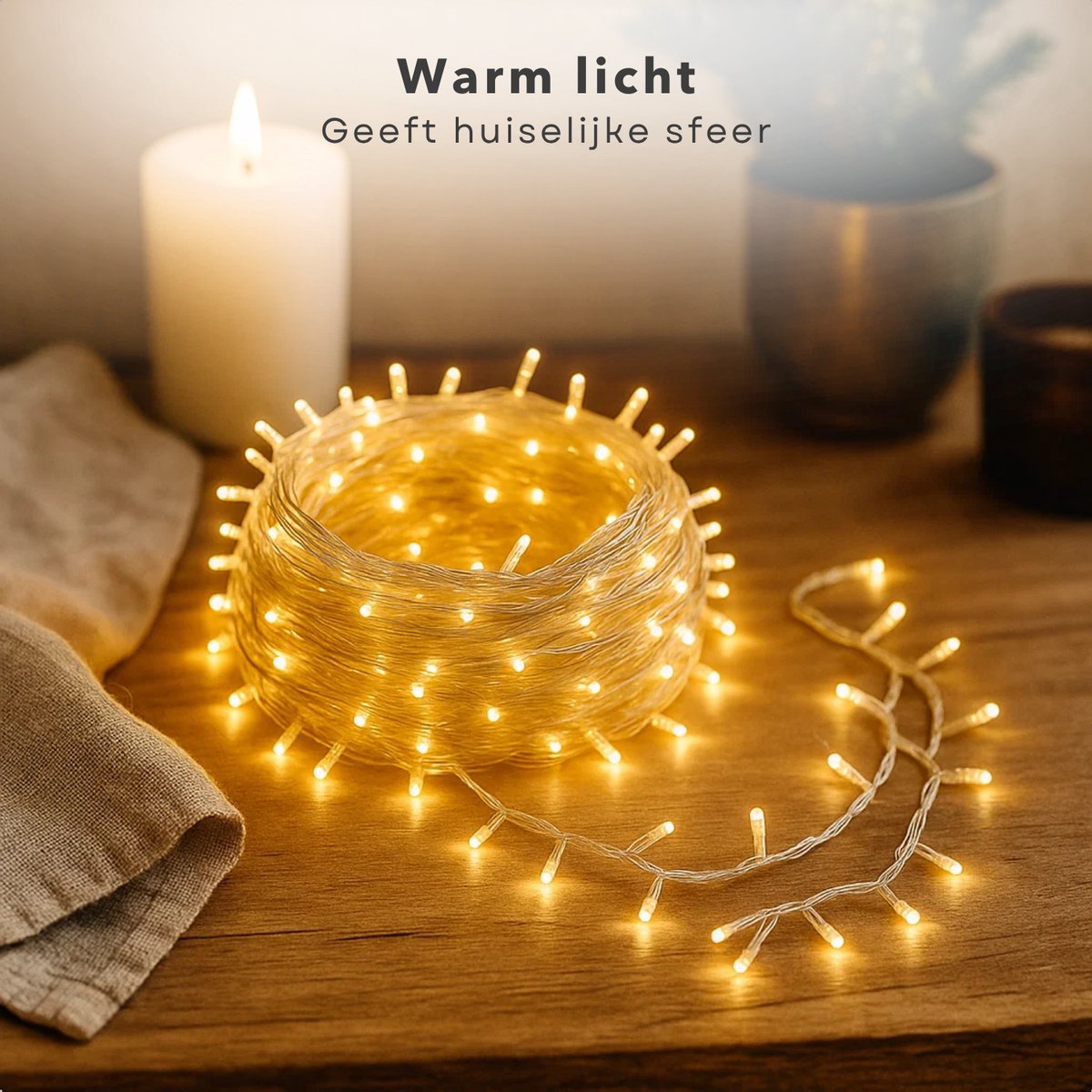 Cheqo® LED Verlichting - 240 LED Lampjes - Warm Wit - Lichtfuncties - Timer Functie - 18 Meter Lichtsnoer - Kerstboomverlichting Transparant Snoer - Binnen En Buiten - IP44 Adapter - Kerstverlichting - Lichtslinger - Sfeerverlichting - Kerstlampjes – foto 3