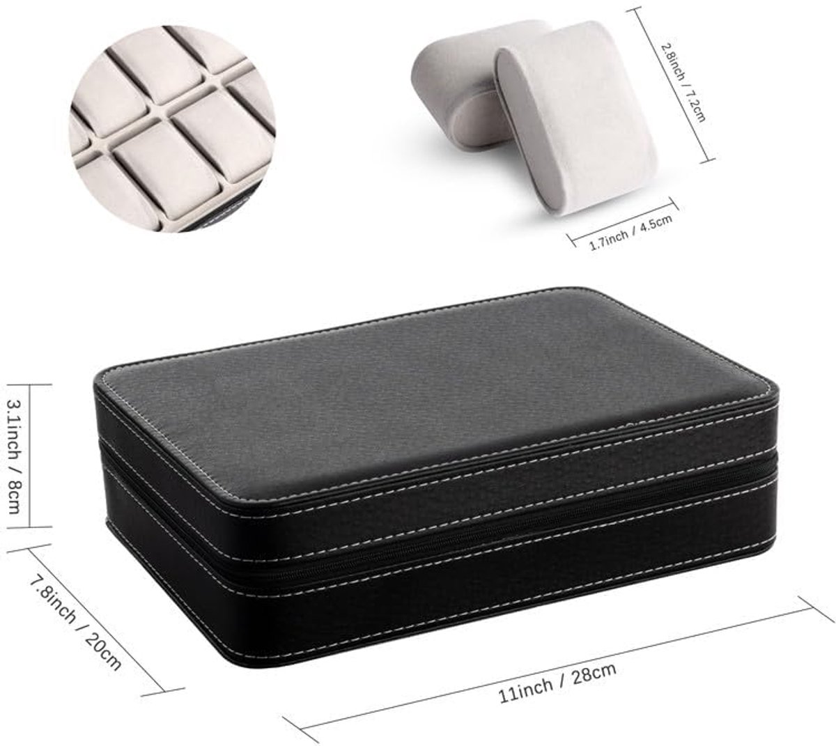 Horlogedoos met 10 vakken, luxe opslag voor horloges en sieraden