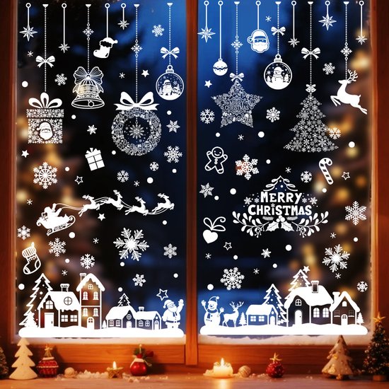 Autocollants de fenêtre de Noël réutilisables, autocollants de fenêtre de Noël statiques, décorations de Noël, adaptés aux fenêtres, portes, décorations de Noël, fenêtres, autocollants de fenêtre igloo en PVC