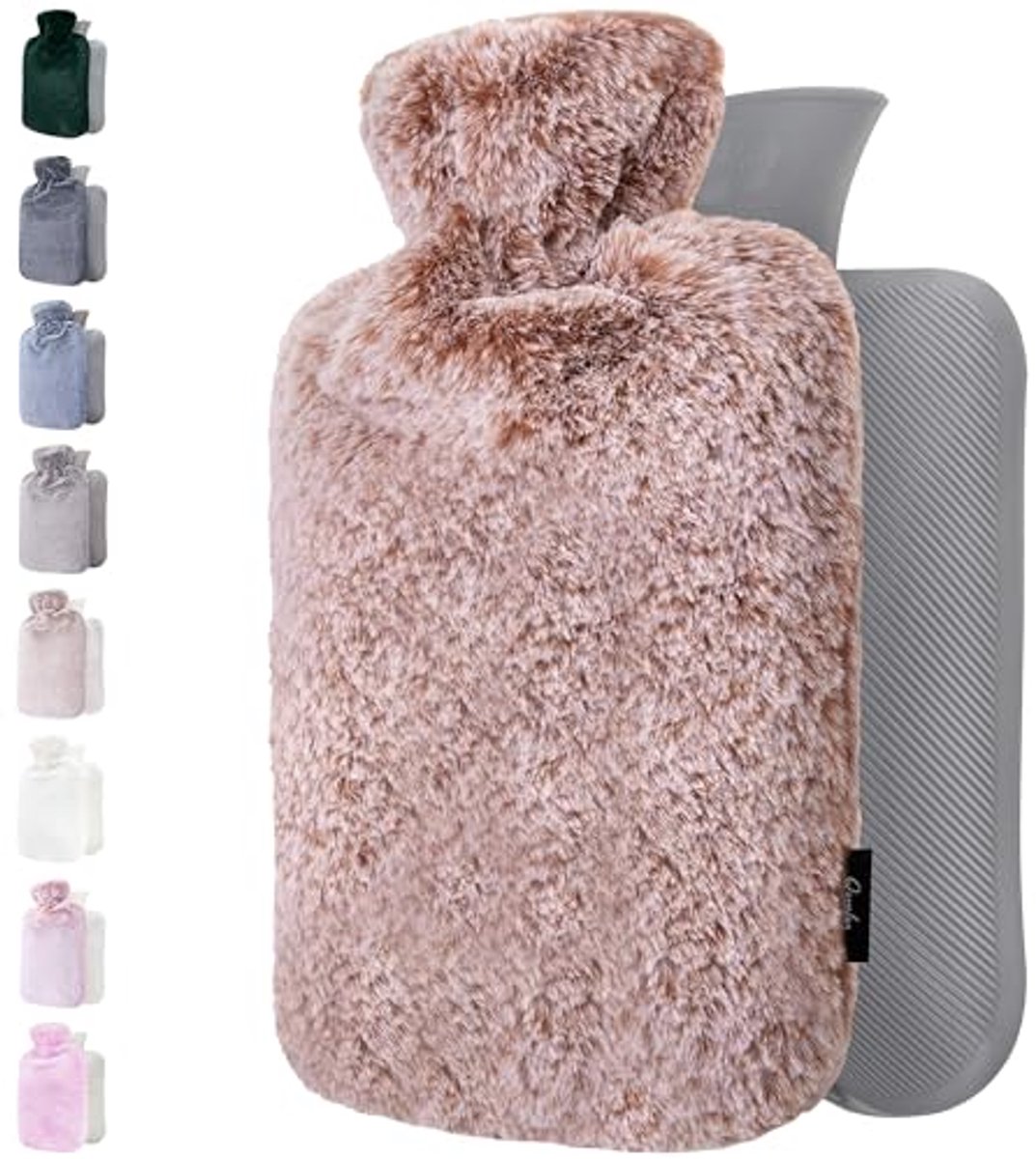 Warmwaterkruik met Premium Pluche Hoes - 1.8 L Kruik voor Pijnverlichting van Rug, Nek en Schouderklachten