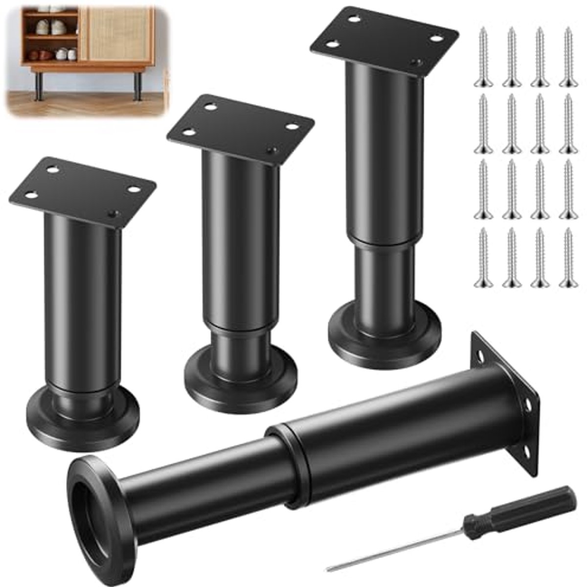 Verstelbare Meubelpoten (4 stuks) voor Optimalisatie van Meubelhoogte - 13-18 cm