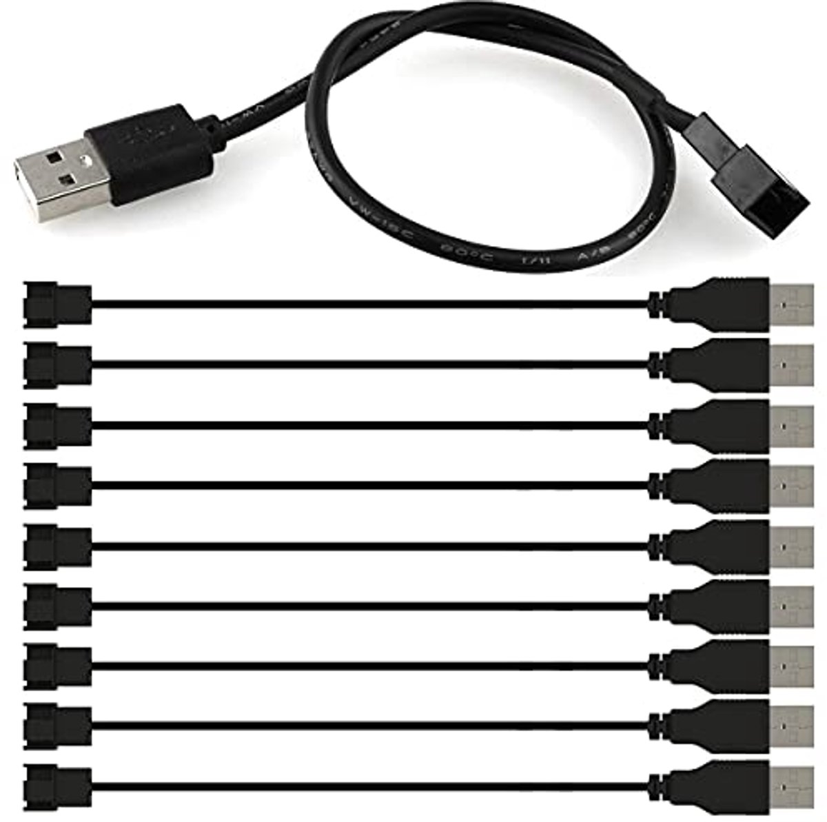 Image of 10 Stuks USB naar 3-Pin/4-Pin PWM Kabel voor Ventilator - Adapter voor Voeding