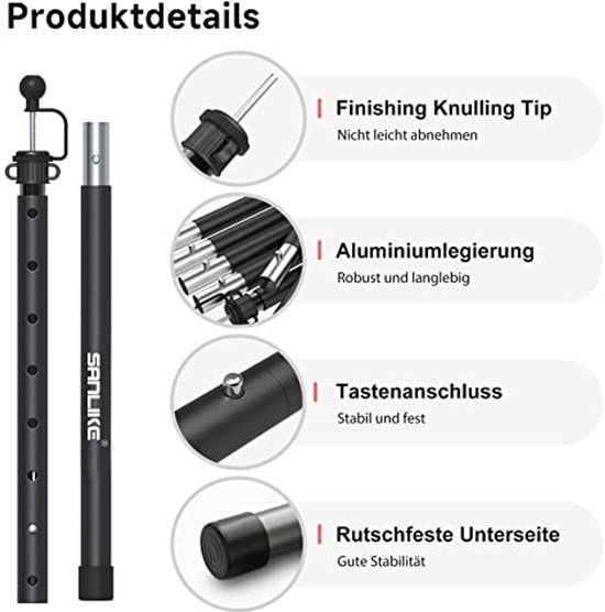 Verstelbare Telescoop Tentstokken 73 cm - 210 cm voor Camping en Luifel - Lichtgewicht Aluminium met 6-Way Verbinding — afbeelding 2
