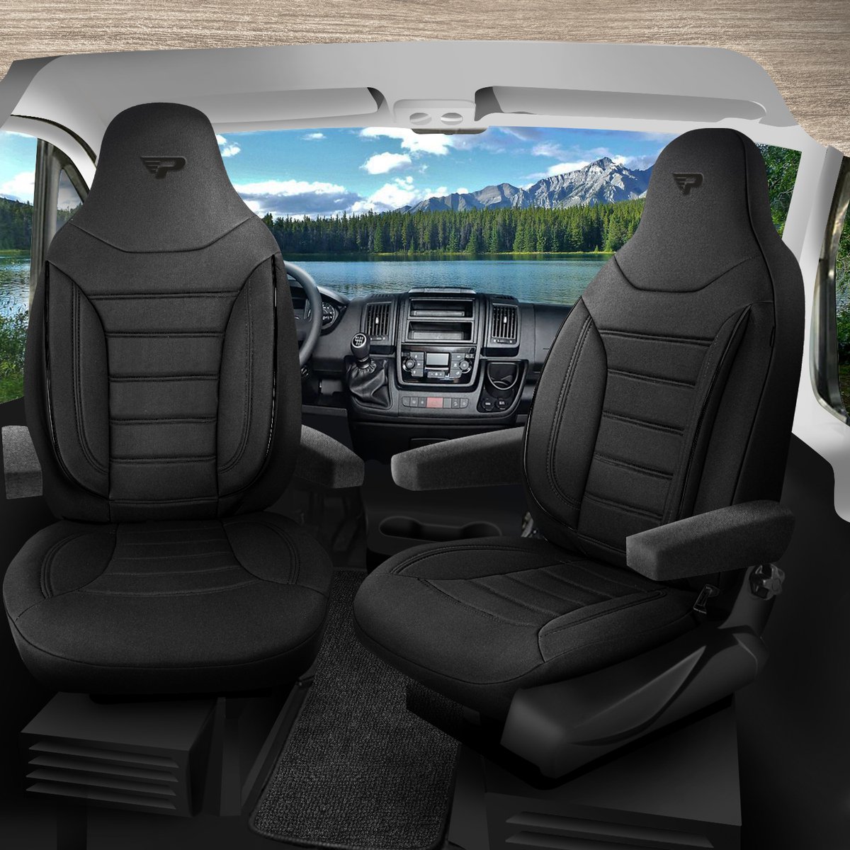 Stoelhoezen Ford Transit 2024 – heden (V710) – Camperstoelhoezen Jacquard – perfecte pasvorm (2 losse stoelen)