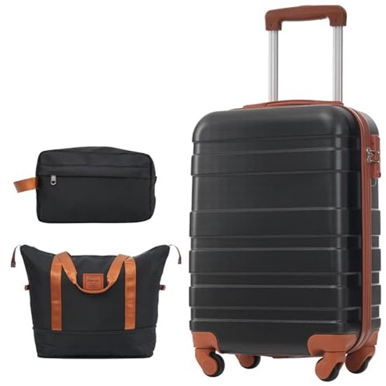 Merax Kofferset ABS Harde Koffer Met 4 Wielen Handbagage En Reiskoffer Uitbreidbaar Lichtgewicht Tsa Slot Groen Goud 971636457