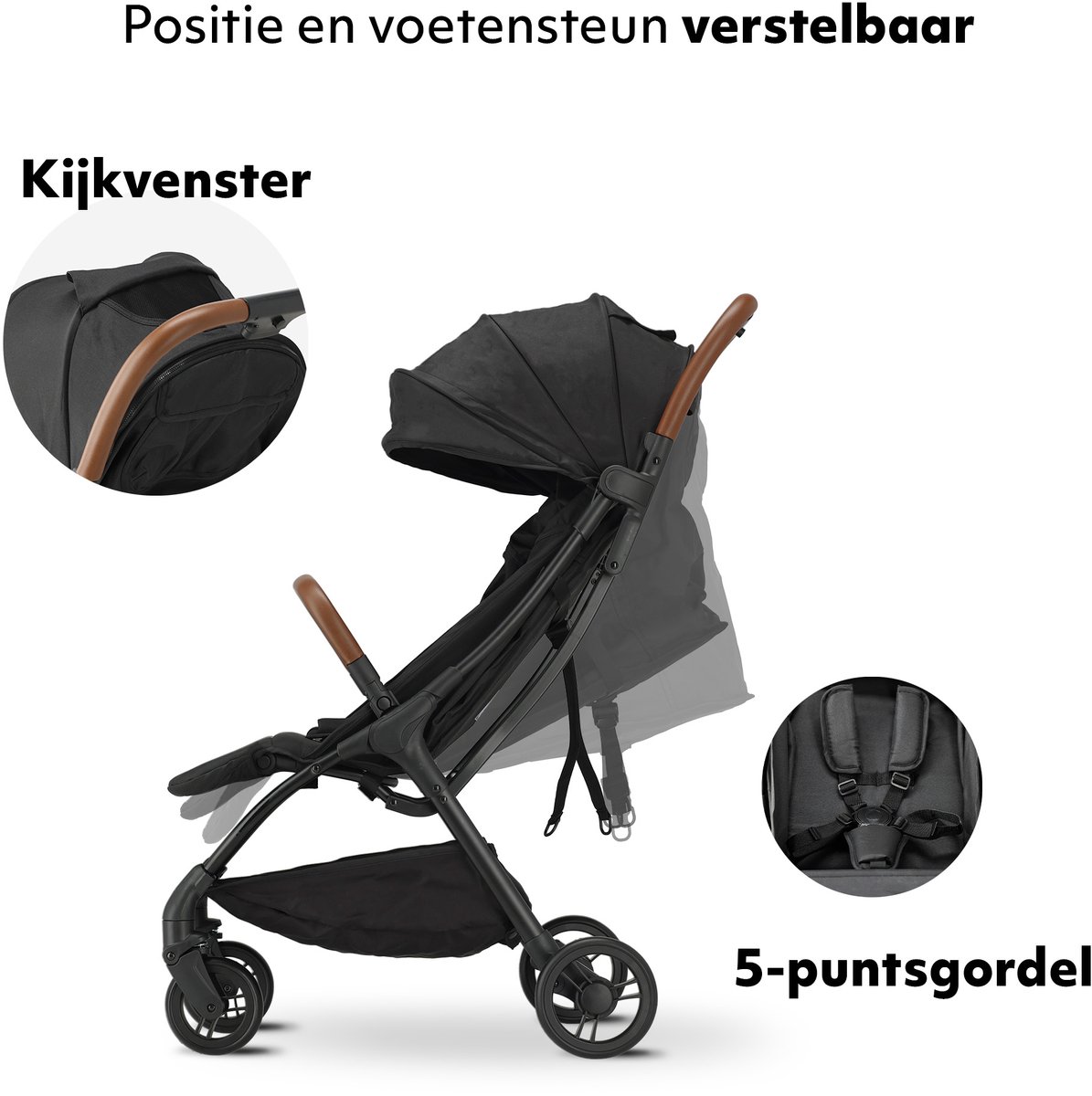 Mooiys Ash Buggy - Compacte buggy - Lichtgewicht Inklapbaar - Zwart – foto 6