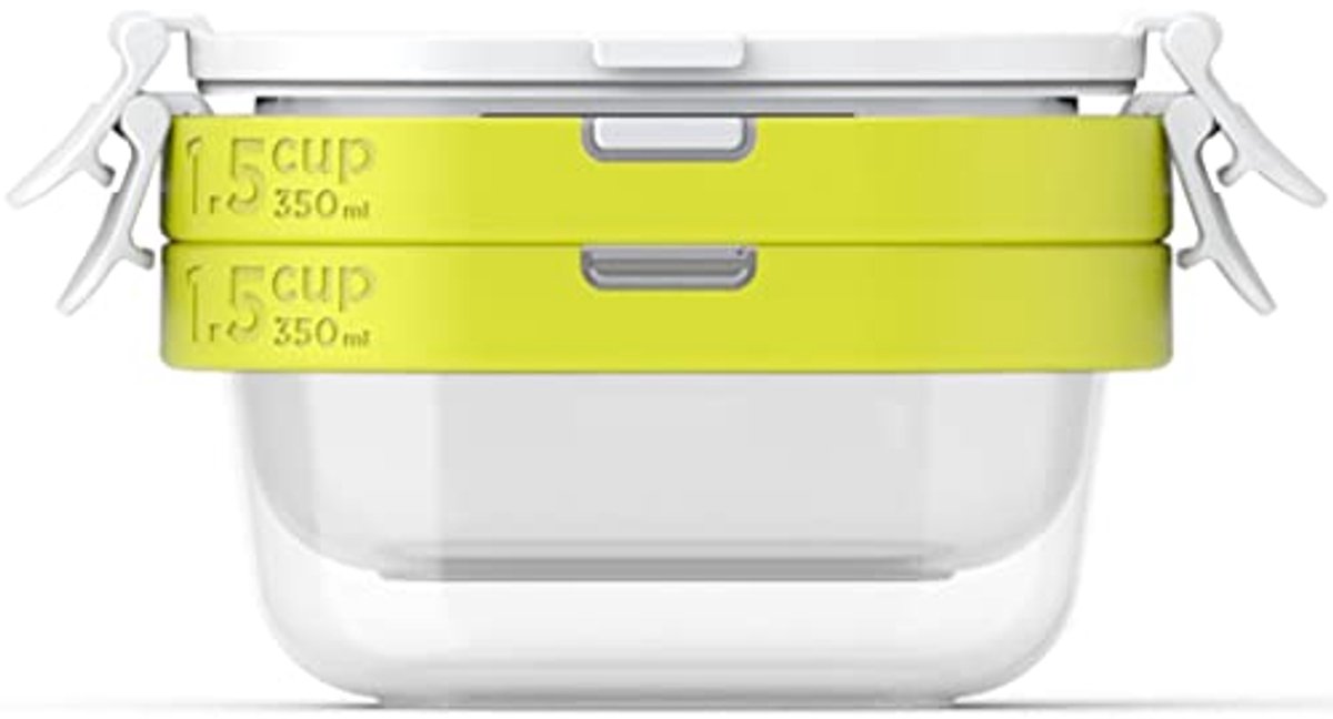 Transparante Set van 2 Opbergcontainers - 14,8 cm Polypropyleen