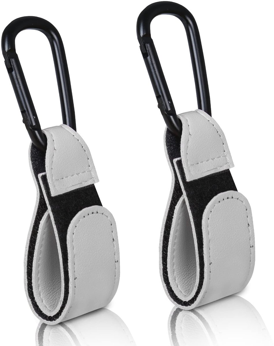 Kinderwagenhaakclips, 2 stuks buggyclips, draaghaken, kinderwagentas, leren tashouder, scootertashaken voor scooters, kinderwagenclips, kinderwagenhaken voor tassen, rugzak (grijs)