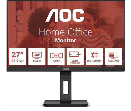 AOC Q27E3UMF computer monitor 68,6 cm (27") 2560 x 1440 Pixels Quad HD Zwart