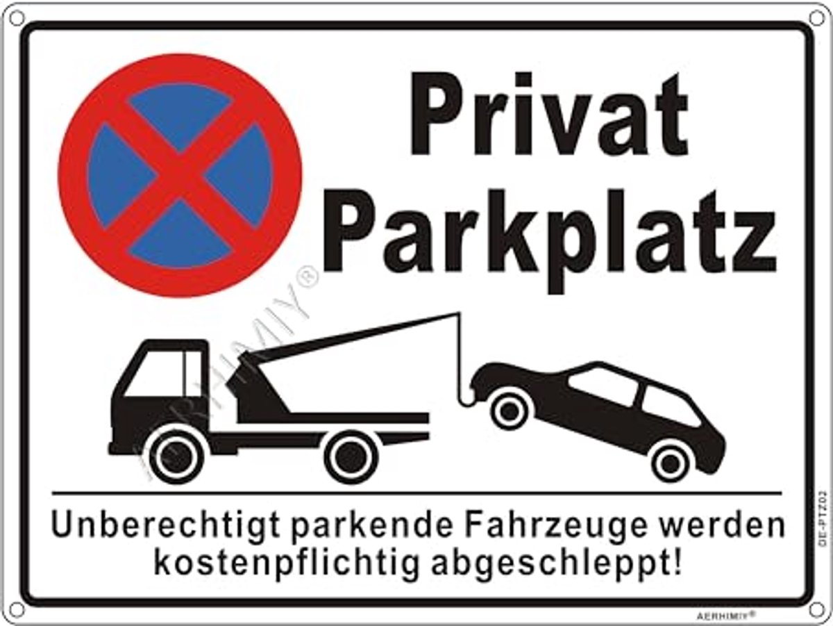 Reflecterend Parkeerverbod Bord voor Privéparkeerplaats - 40x30 cm | UV-bestendig, Waterbestendig, Roestvrij, Met Boorgaten