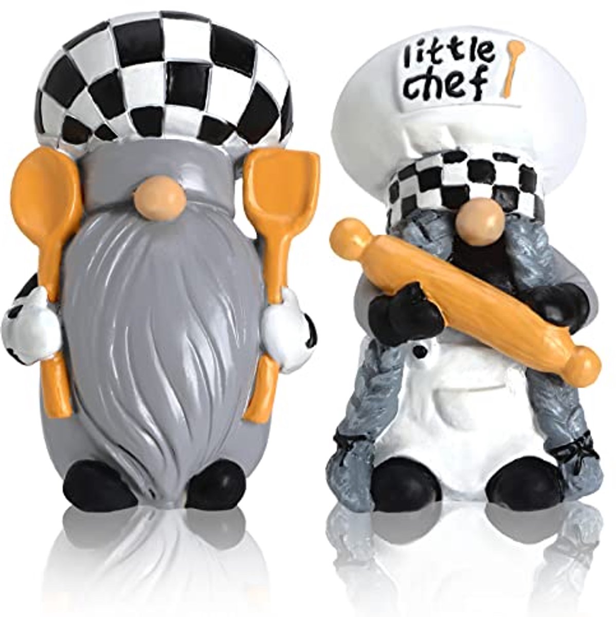 Keuken Chef Kabouters Decoratie Set - 2 Stuks Hars Beeldjes voor Huis en Kantoor
