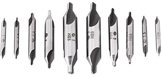 10 stks A ‑ Type Centreren Boren Hoge Snelheid Staal Hout Verwerking Tool voor Draaibank Mill Tooling Set 2.5mm tip Diameter, Middelste oefening