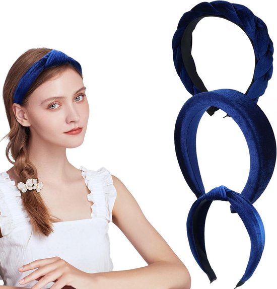 Haarband, fluweel gevlochten hoofdband voor dames, brede vintage gevoerde mode-accessoires, hoofdband voor vrouwen en meisjes, rood