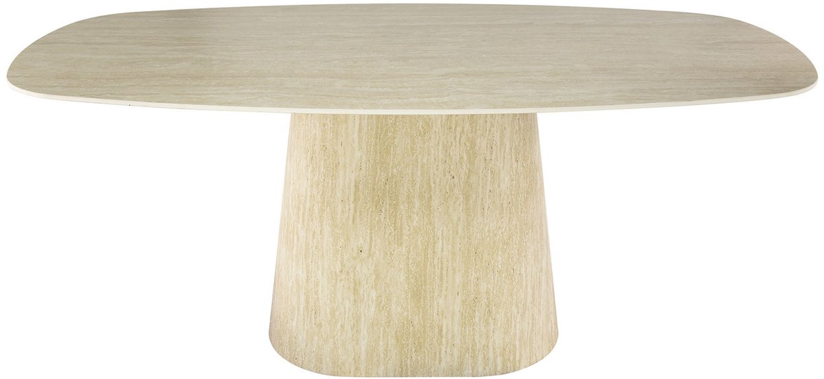 G***-M Giga Meubel Eettafel Centro - Deens Ovaal Keramiek Travertin - 180x90x76cm Off White