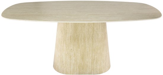 Table à manger Giga Meubel Centro - Ovale danoise en céramique travertin - 180 x 90 x 76 cm