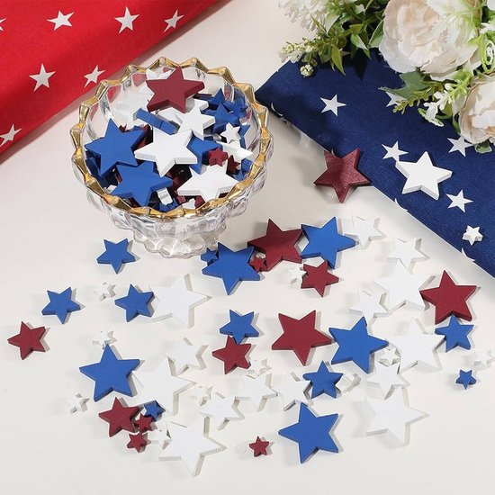 YCVSKY Houten sterren, 3 cm, 100 stuks houten sterren om te knutselen, houten sterren, decoratie, sterren, hout, voor Kerstmis, bruiloft, feest, doe-het- zelf knutseltafel