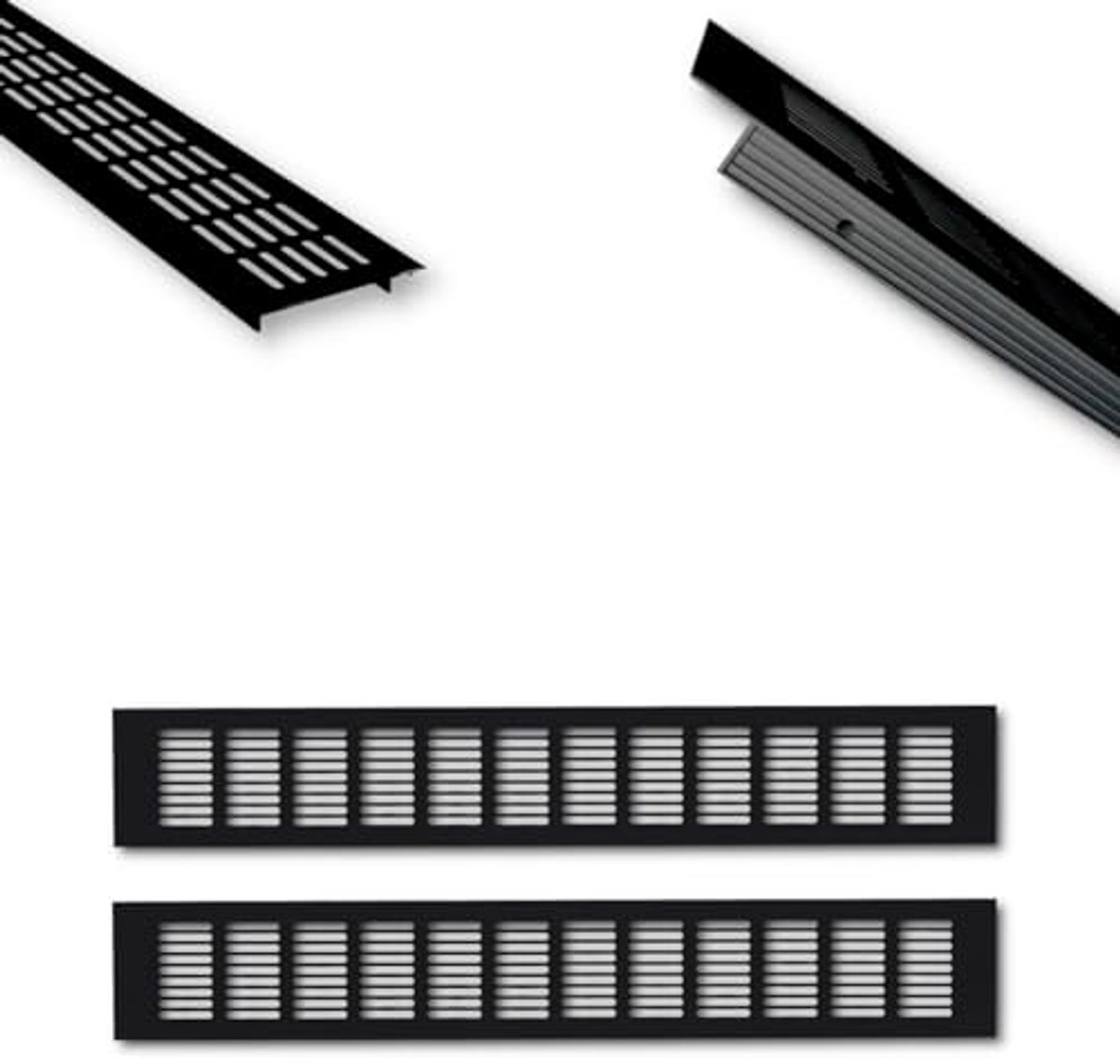 Aluminium Ventilatierooster 60 x 8 cm - Efficiënte Ventilatie voor Keuken, Badkamer en Toilet - Insectenbescherming