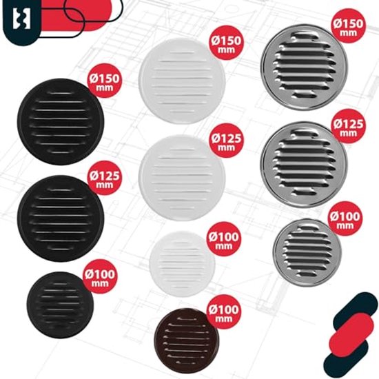 10 stuks ronde luchtroosters - Ronde ventilatieroosters in de dakrand