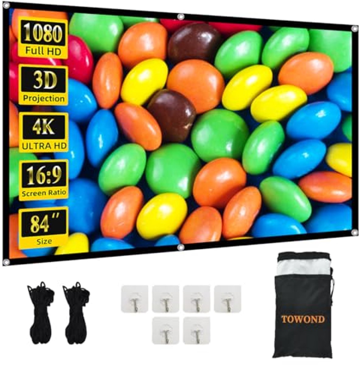 Draagbaar Projectorscherm 84 inch - 16:9 HD voor Thuisbioscoop en Buiten
