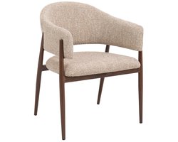 DÉJA Living Eetkamerstoel Dénia - Taupe/Walnoot Stof - Set van 2