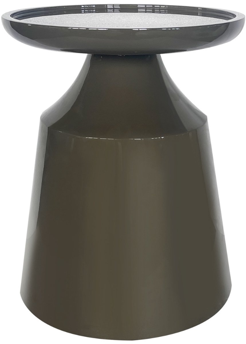 DÉJA Living Bijzettafel Fjell - Rond Kaki Groen Glossy MDF - 40x40x50cm