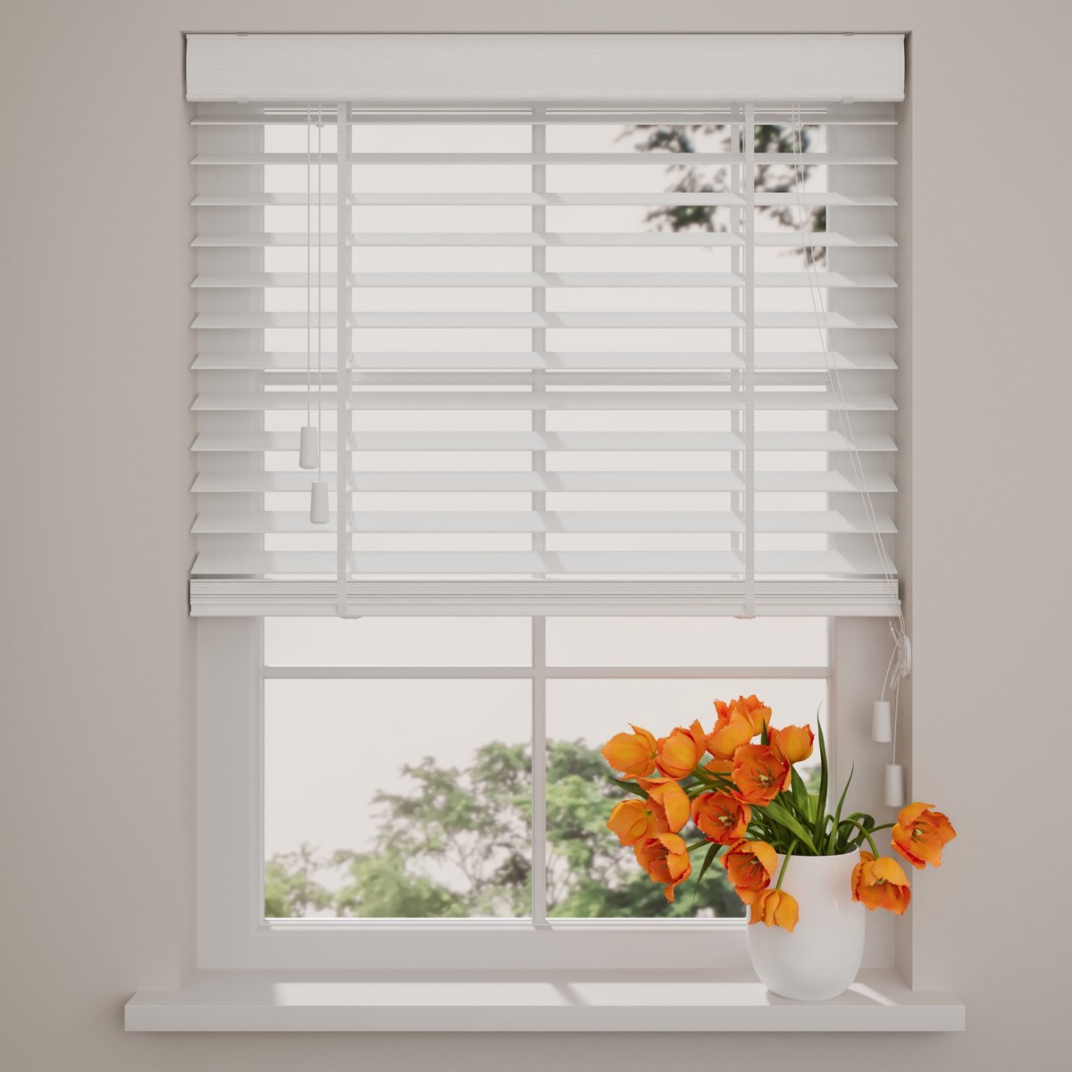 DTCH® Bamboe Houten Jaloezie - Easy Natural - 50 mm - White - 100 x 240 cm - Maten van 50 t/m 250 cm breed