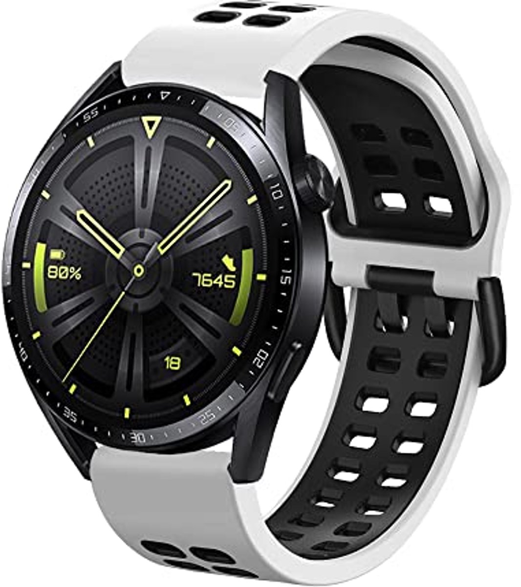 22 mm Sportarmband van Zachte Siliconen voor Smartwatches - Tweekleurige Band