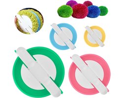 Pompom Maker Set - Pompom Maker - DIY - Verschillende Maten - Ambachtelijk - Gereedschap voor Knutselen - Fluff Ball Wever - Creatieve Decoratie - Set van 4 - Knutsel Benodigdheden - Creatief Bezighouden - Handig voor Hobbyisten - Multicolour Pompoms