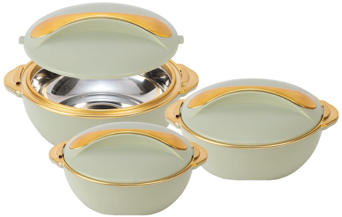 Azomor® Set van drie thermische schalen met deksel voor warme en koude gerechten