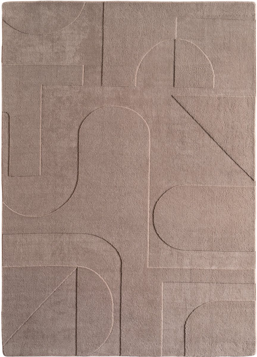 Muratap Japandi Vloerkleed - Hoogpolig - Scandinavisch Design - 3D-Effect - Beige- 80x150 CM