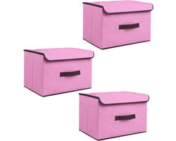 Allecto plus - Opvouwbare Stoffen Opbergdozen met Deksel voor Kledingopslag, Speelgoed en Textiel (Roze, 36×23×24 cm)